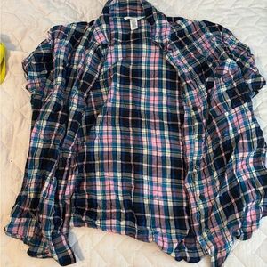 Victoria's Secret Blue and Pink Plaid Shirt